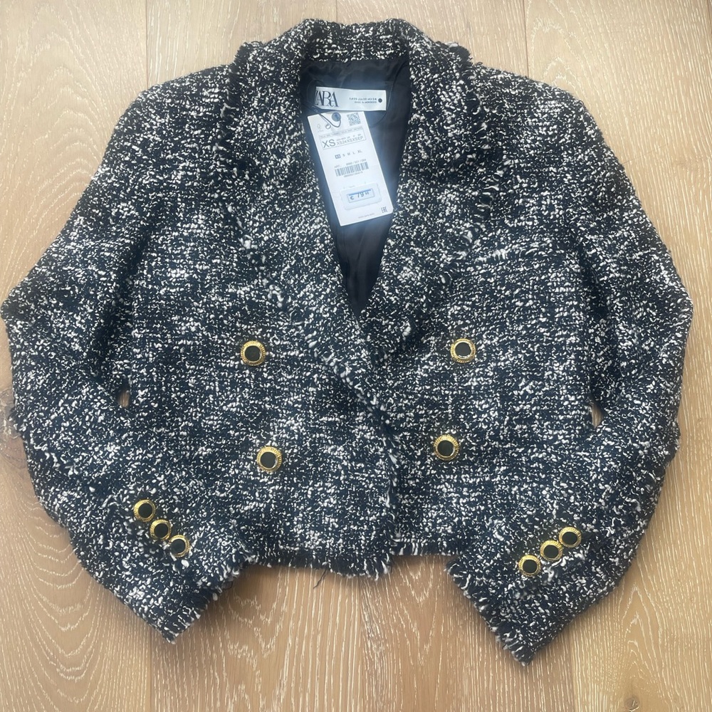 Zara tweed blazer with buttons